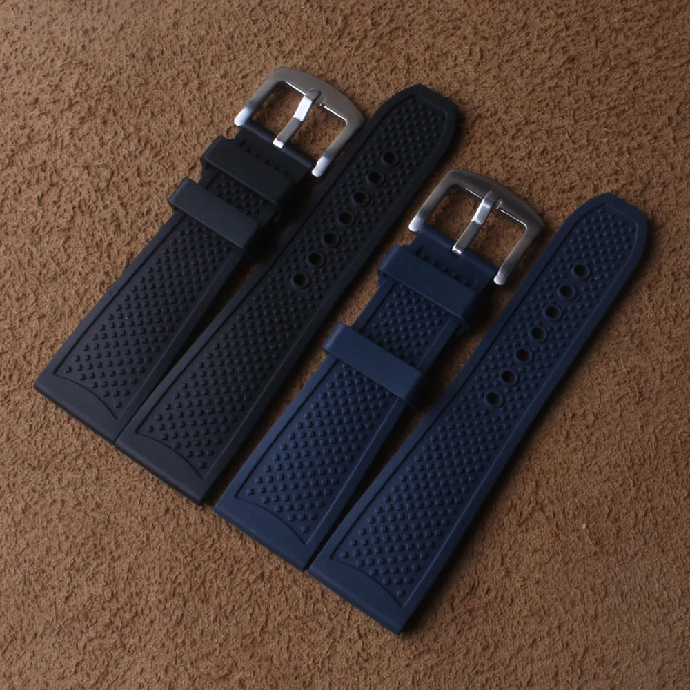 

Soft Rubber Silicone Watchband Strap Black Blue 23.5mm 24mm Watch Accessories Luxury Waterproof Belt Brand Mens Bracelet new hot