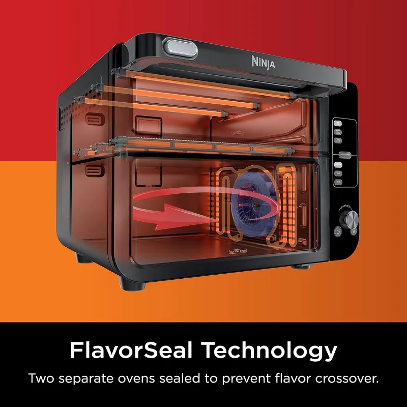 Ninja, Toaster Oven, Double Oven with FlexDoor, FlavorSeal & Smart Finish, Rapid Top Oven, Air Fry, Bake, Roast, Toast, Fry 3