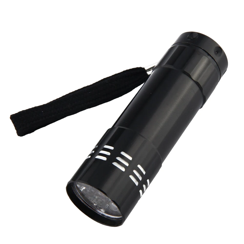 9 LED Ultraviolet LED Flashlight 50LM 395nm Scorpion Inspection Lamp Waterproof Portable for Fluorescent Agent/ Currency Test