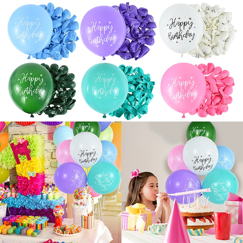

12 inch Printed Happy Birthday Latex Balloons 10/20pcs Pink Blue Birthday Balloon Baby Shower Birthday Party Decoration Supplies
