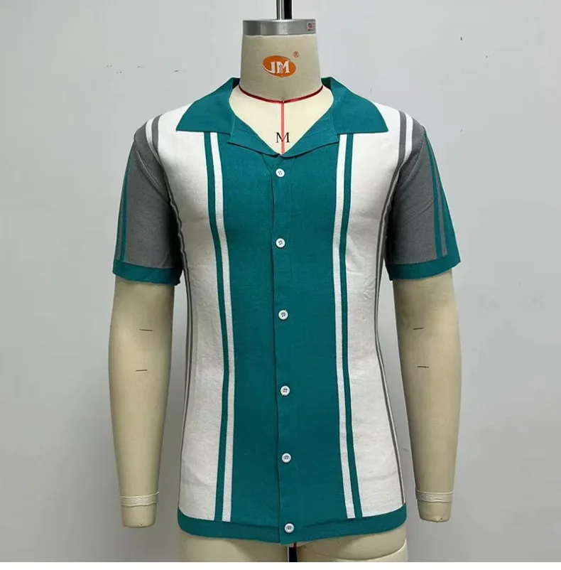 Men's Summer Clothing Men Casual Business Knitted Lapel Polo Shirts Male Fashion Patchwork Contrast Color Knitwear T-shirts 27 S0a2d820ab06842aba4a362f9f708e749w