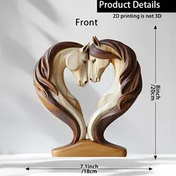 Elegant Wooden Horse Sculpture - Snuggle Pose Animal Ornament for Home or Office Display (AS SHOW)