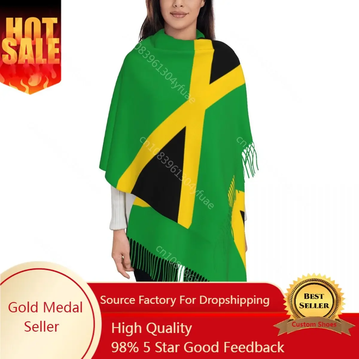 Jamaica Flag Shawl Wrap for Ladies Winter Warm Long Soft Scarf Pashmina Shawl Scarves