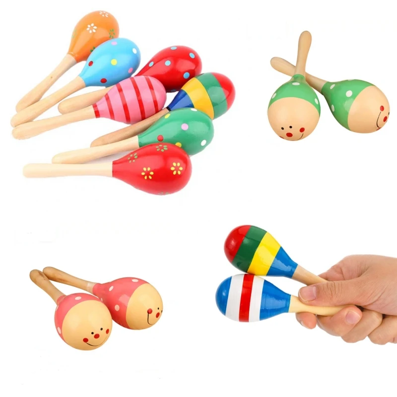 Baby Wooden Sand Hammer Children Orff Instruments Montessori Educational Toys Baby Rattles Children Musical Funny Toys Gift