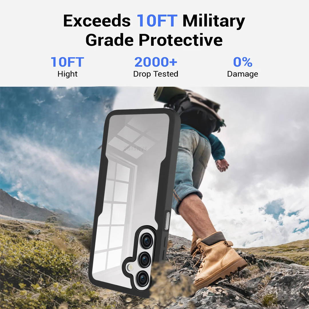 Shockproof Clear Case with 360-Degree Screen Protection and Dual-Sided Cover