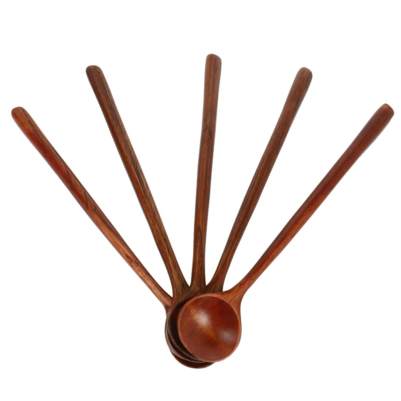 5 Pcs Long Wooden Spoons for Wooden Spoon,Wooden Cooking Spoon,Soup Spoon