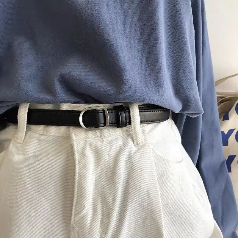 여성용 럭셔리 노홀 벨트, 허리띠 버클 핀 벨트, 청바지 장식, 얇은 PU 가죽 허리 스트랩, 패션 원피스