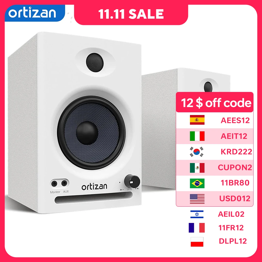 Ortizan C7 Dual-Mode 2.0 Studio Monitors, Active Monitor Speakers for Near Field Music Production, Bluetooth Computer Speakers