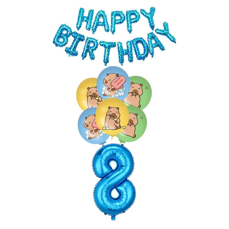 Neue Cartoon Capybara Thema Geburtstag Partei Liefert Dekoration Geschirr Set Banner Platte Tasse Ballon Geburtstag Mädchen Party Gefälligkeiten – Detail 32