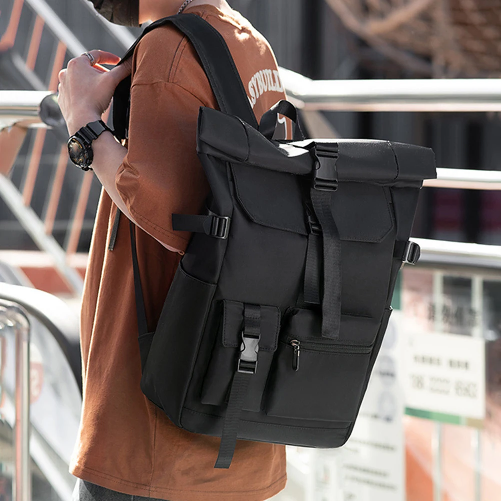 Waterproof Camping Hiking Backpack Large Capacity Men Business Laptop Backpack Roll Up Computer Bag for School Work Office