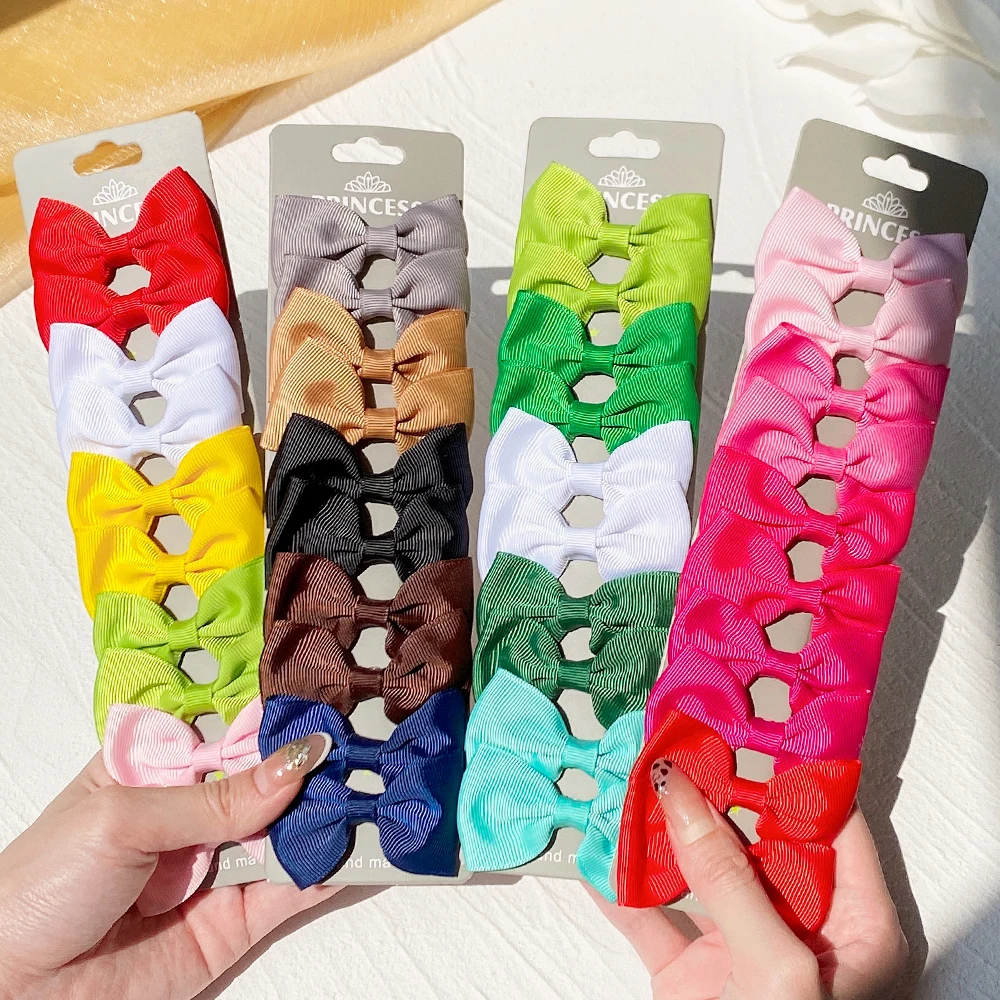 10Pcs/Set Fashion Cute Grosgrain Ribbon Bowknot Hair Clips For Girls Colorful Bows Hairpin Barrettes Headwear Child Accessories hair accessories