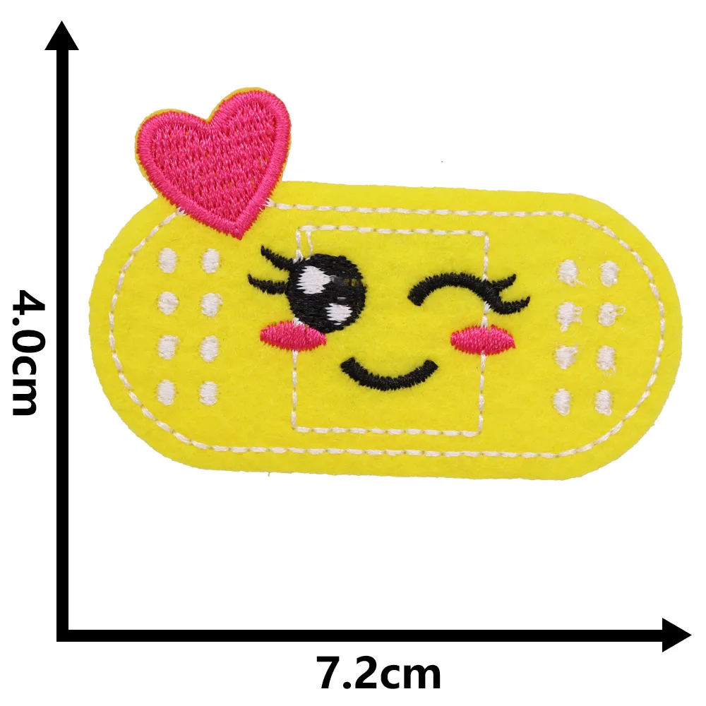 1Pcs Syringe Teeth Medicine Band-Aid Heart Mask Bow Tie First Aid Kit Infusion Embroidery Patches For Clothing Thermoadhesive 