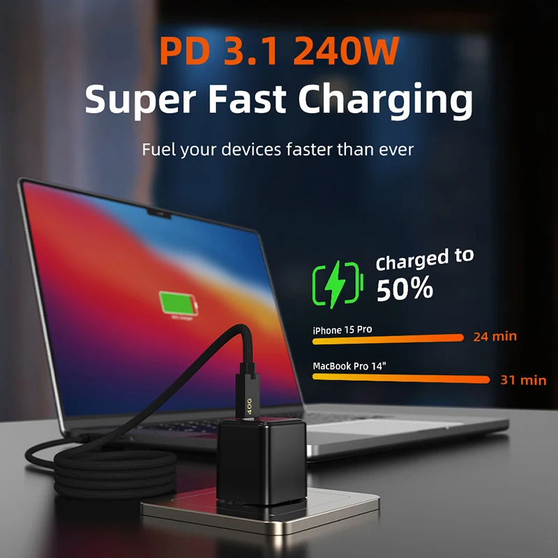 CABLETIME USB C 케이블 마그네틱 USB4 케이블 240W 80Gbps 8K for Thunderbolt 4/5 고속 충전 케이블 iPhone 케이블과 호환 가능