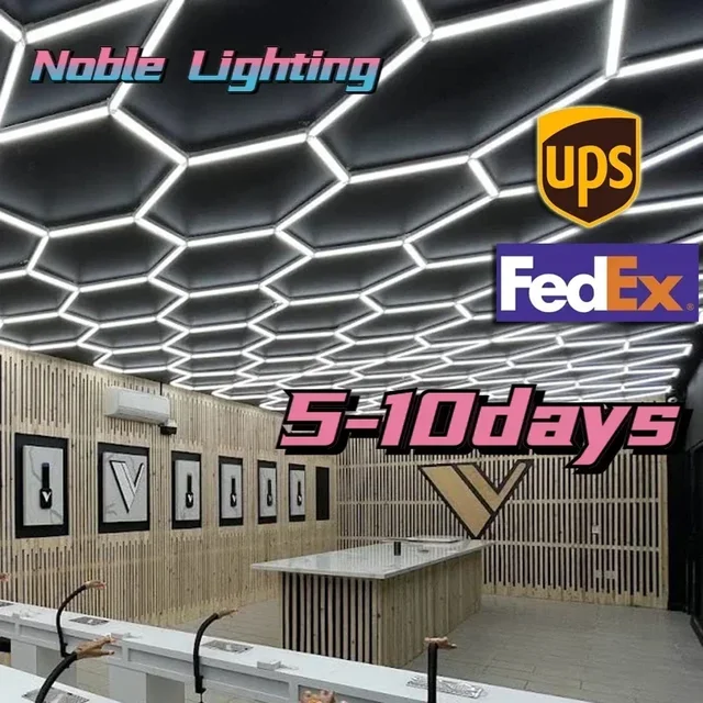 2 Years Warranty Honeycomb LED Car Detailing Ceiling Light Customized 5x12M Hexagon Light for Car Showroom 4S Workshop Dropship