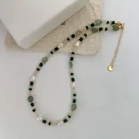 Nouveauté à la mode perle d'eau douce naturelle et pierre de Jade 14K or rempli femme ensemble de bijoux pour femmes collier Bracelet cadeaux 4