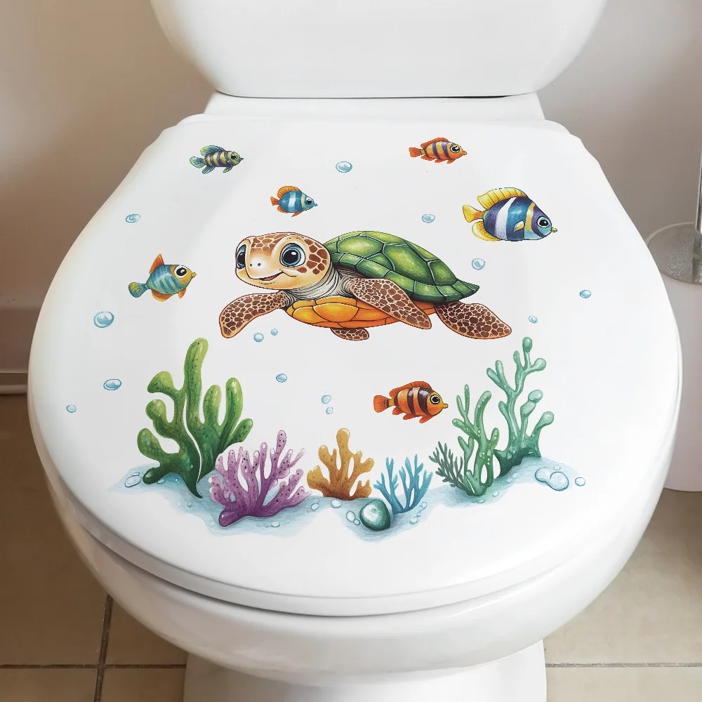 1PCS Cartoon Underwater World Toilet Stickers toilet stickers toilet wall stickers