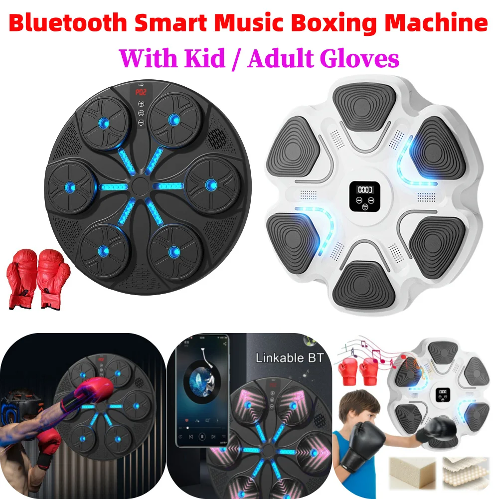 Music Boxing Machine Boxing Reaction Wall Target Type C USB Charging Music Puncher Wall Mounted with Gloves for Home Gym