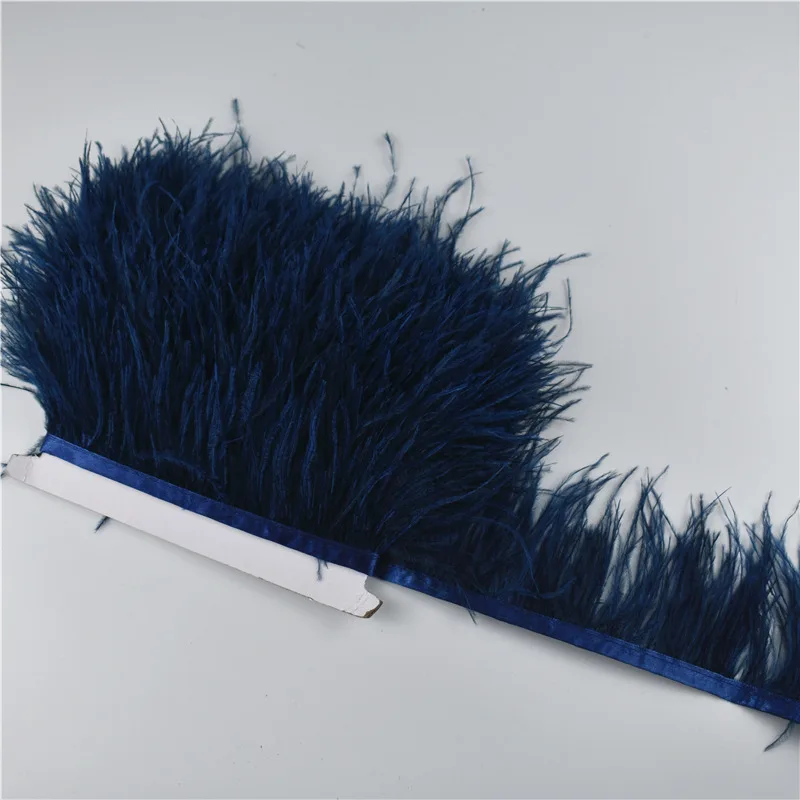3.3 ft de pluma de avestruz real, altura de flecos, 2.4-3.1 in, plumas para  vestidos, decoración de ropa, manualidades, accesorio, azul marino
