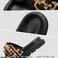 High Quality Leopard Metal Buckle Design Women Slippers Sexy Comfort Non Slip Slide Sandals Summer Size 43 Platform Flip Flops - Image 6