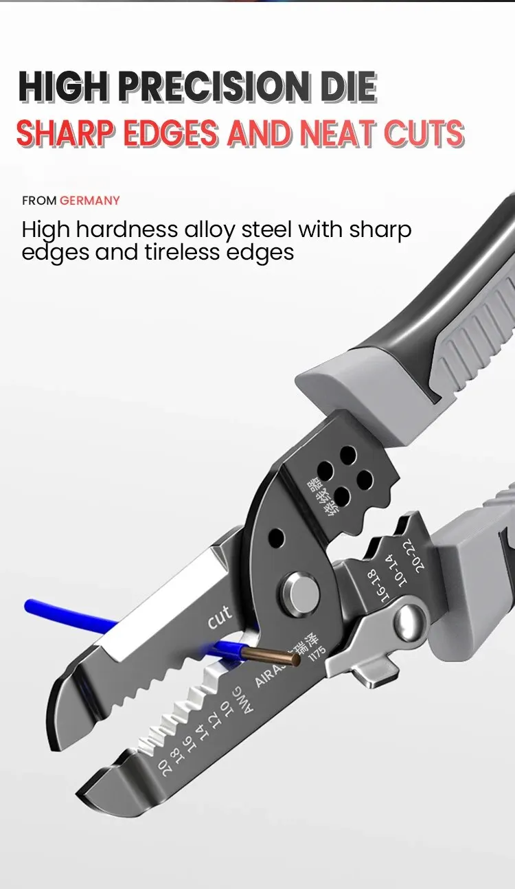 Description Picture 3 of itemAIRAJ Wire Stripper Tools Multitool Plier Crimper Cable Cutter Multifunctional Stripping Tool Crimping Pliers Terminal