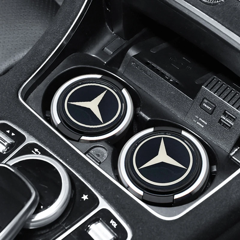 벤츠 A B C S 클래스 AMG GLA CLA GLC W176 W221 W204 W205 차량용 실내 재떨이 LED 조명 휴대용 담배 재떨이 홀더 액세서리