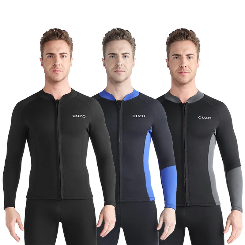 

2023 1.5MM Neoprene Diving Jacket Men Long Sleeve Split Wetsuit Scuba Spearfishing Surfing Snorkeling Coat Thermal Swimwear