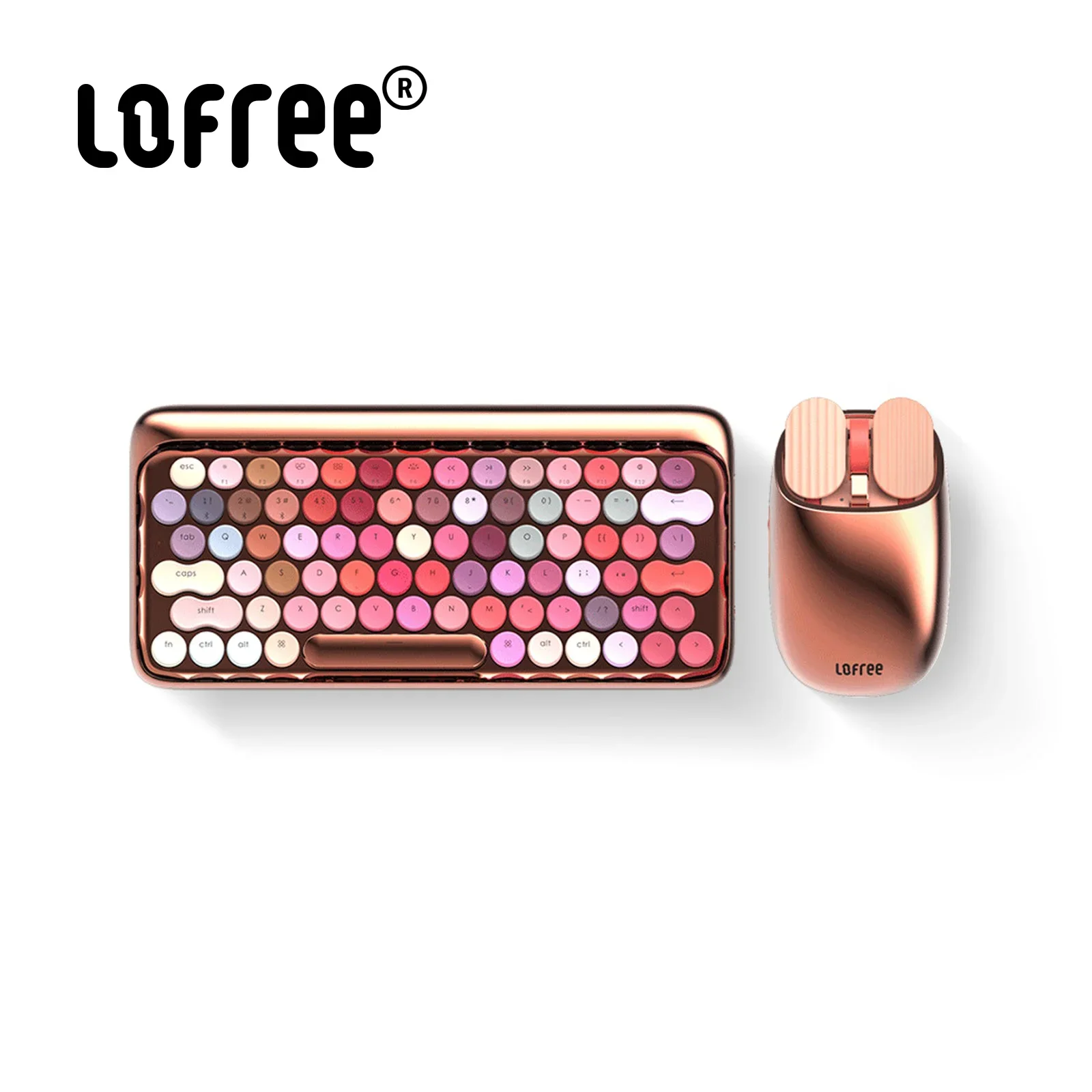 女性用Bluetooth付きメカニカルキーボード5.1,ピンクゴールド
