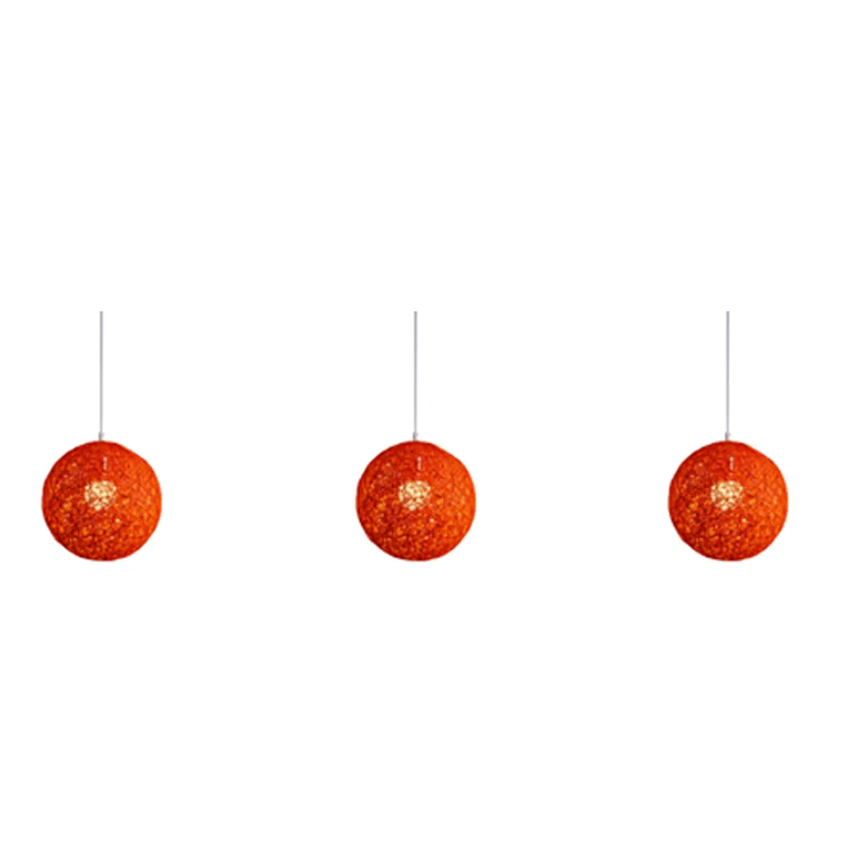 

3X Orange Bamboo, Rattan and Jute Ball Chandelier Individual Creativity Spherical Rattan Nest Lampshade