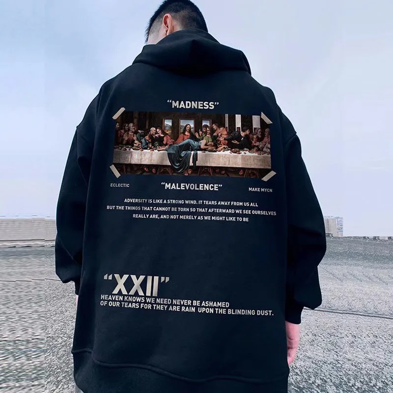 

Harajuku Streetwear Zip up Hoodies For Men The Last Supper Graphic Hooded Sweatshirts Hip Hop Casual Oversize Anime y2k hoodie