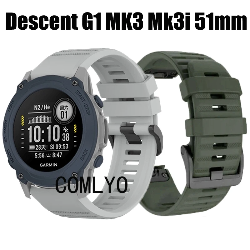 Per Garmin Descent G1 Solar Mk3I 51Mm Cinturino Orologio Cinturino In Silicone A Sgancio Rapido Easyfit