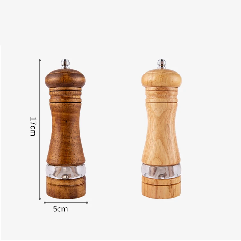 6-inch Manual Pepper Grinder Rubber Wood Acrylic Ceramic Core Freshly Ground Pepper Seasoning Grinding Bottle salt and pepper grinder