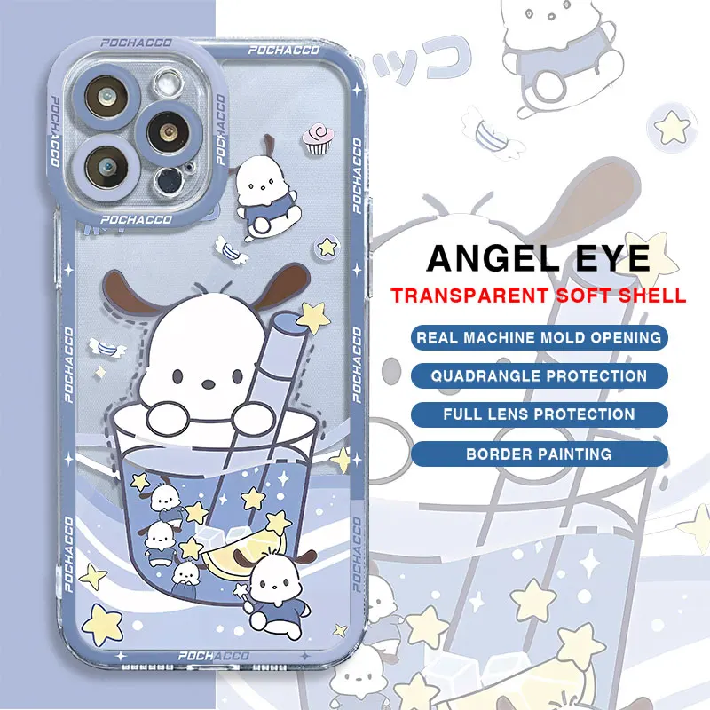 thumbnail image 1 of Case for iPhone 7 8 SE 11 Pro 13 Mini 15 Pro 14 Pro Max 12 XS Max XR Cute Kuromi Cinnamoroll Transparent Soft Cover Coque TPU, 1 of 5