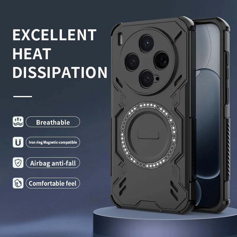 Breathable Heat Dissipation Magnetic Shockproof Phone Case with TPU Frame and Hard Plastic Cover