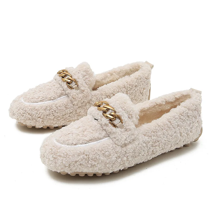 

Brand women's flat shoes Women winter wear 2024 new lamb soybean shoes plus velvet non-slip cotton shoes large size 40 to 43