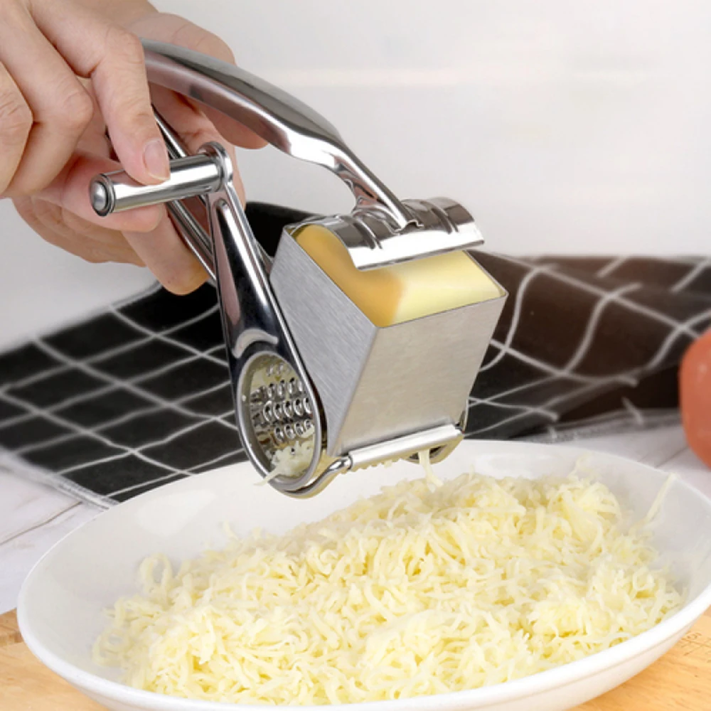 

Handheld Cheese Shaver Stainless Steel Rotary Cheese Grater Kitchen Tool Garlic Carrot Cutter Slicer Shredder Grinder