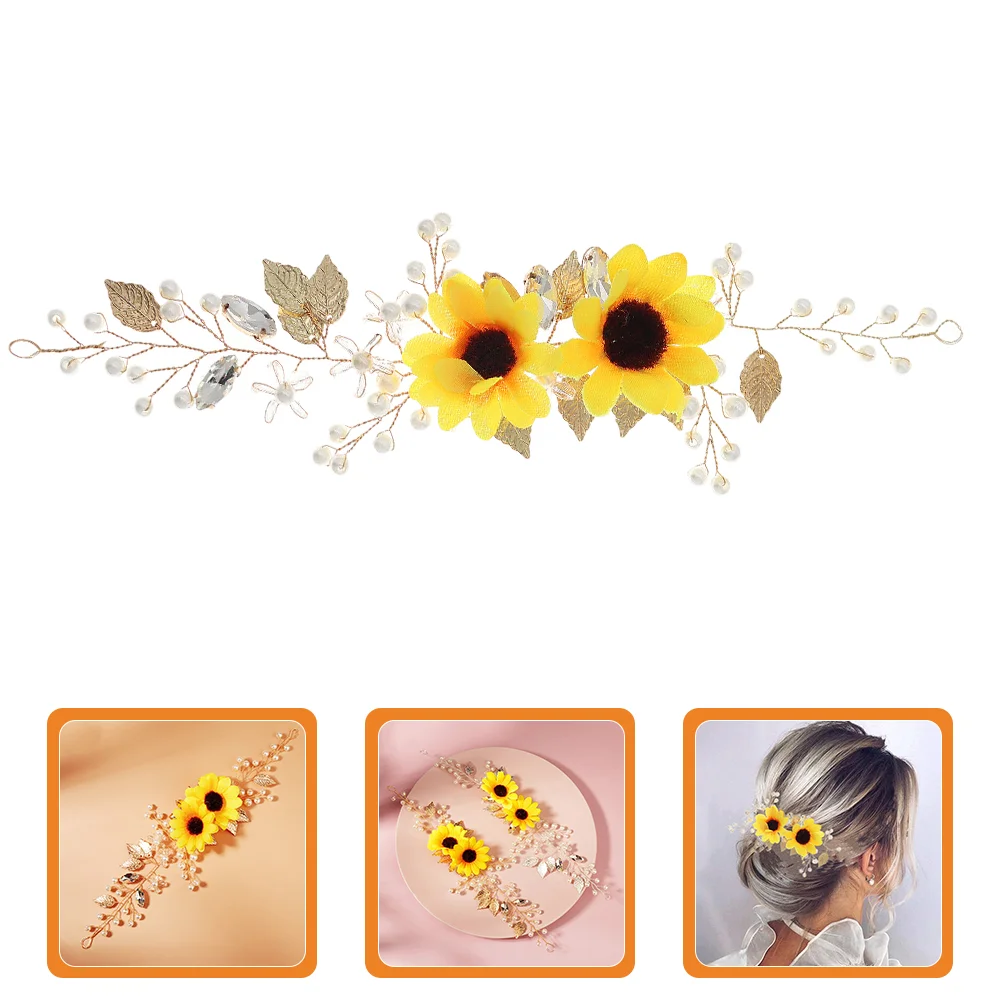 Sun Flower Headband Girl Flowers Women Hair Bands Manual Headpiece for Zinc Alloy Hairband Wedding Women' 15 pcs material paper flower art manual account background sulfuric acid paper vintage backing collage memo notes 8 types