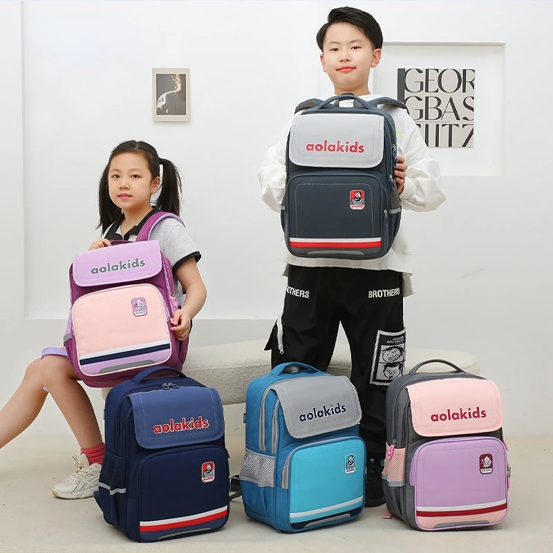 

Школьный ранец, легкий вместительный рюкзак из ткани Оксфорд, водонепроницаемая двойная сумка на плечо, школьные сумки с ночной светоотражающей полосой