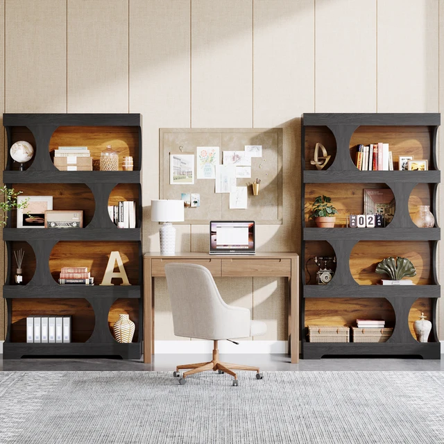 Tribesigns 71" Tall Bookcase, 4-Tier S-Shaped Bookshelf, Wood Decorative Storage Shelving, Modern Freestanding Display Shelves