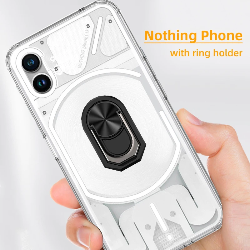 

Nothing Phone 1 Case, with Ring Holder Crystal Clear Anti-Yellow Ultra-Thin Slim Fit Soft Silicone Magnetic Car Mount Phone Case