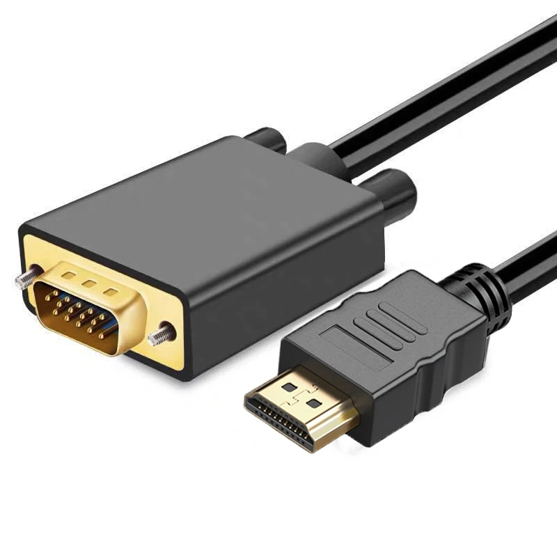 HDMI naar VGA Adapter, Seminer 1080P HDMI Vrouwelijk naar VGA Mannelijk Audio Video Kabel Converter met 3,5 mm Audio Kabel voor Computer, Desktop, Monitor, HDTV enz. (Goud