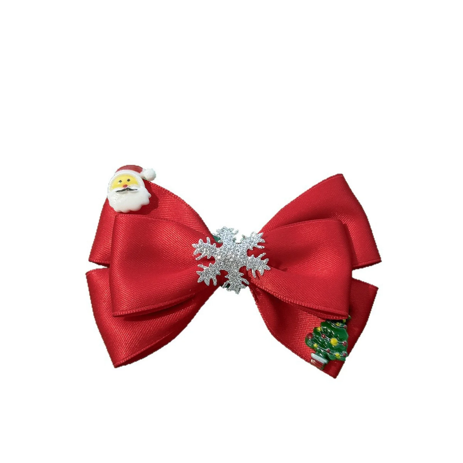 1PC Christmas Santa Snowflake Tree Hair Bows，Cute Xmas Holiday Hair Accessories, Perfect for Party Gifts & Festive Looks