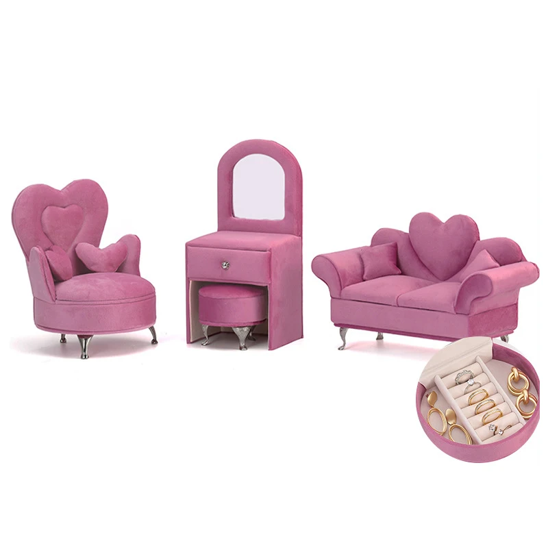 

Simulation sofa jewelry jewelry box Dutch flannelette jewelry earrings jewelry storage box Jewelry box