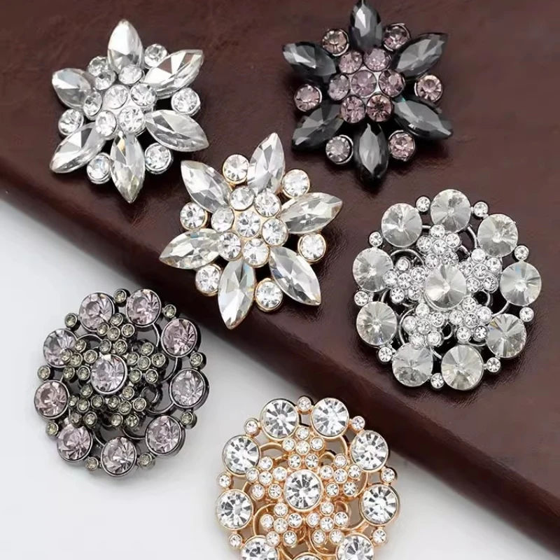 1pcs Rhinestone Buttons for Fur Coat Cardigan Rhinestone for Needlework Collar Sewing Embellishment Replace Metal Buckle