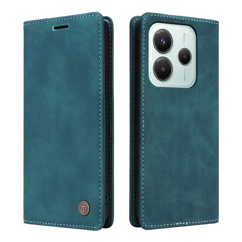 Luxury Retro Matte Flip Wallet Phone Case - Solid Colors Cover
