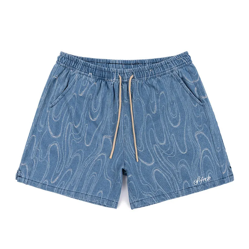 PFHQ 95 Cotton 5 Spandex Design Denim Men's Shorts Elastic Waist Korea Fashion Vintage Male Trousers Loose 21E3734