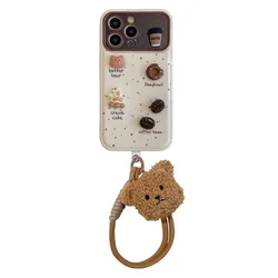 Charming 3D Bear Silicone Wrist Chain Phone Case - Soft, Shockproof, and Stylish Cover - iPhone 11 Pro Max (WordCoffee - BearSS)