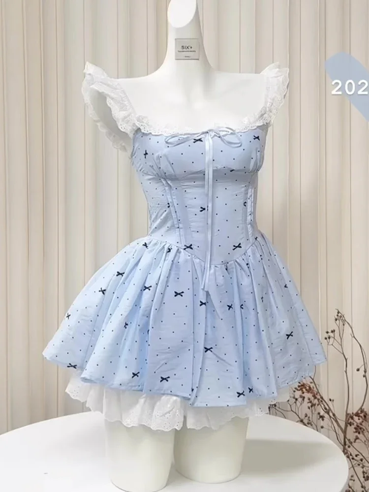 Summer French Vintage Mori Girl Mini Dress Women Gyaru - Main Image