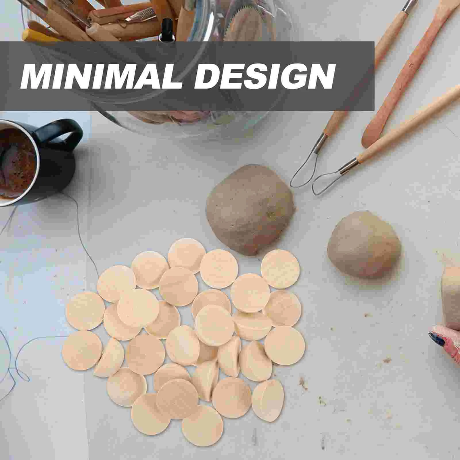 

Half Wood Beads Wooden Balls Craft Ball Crafts Unfinished Diy Macrame Round Sphere Natural Bead For Hemisphere Mini Flat Blank