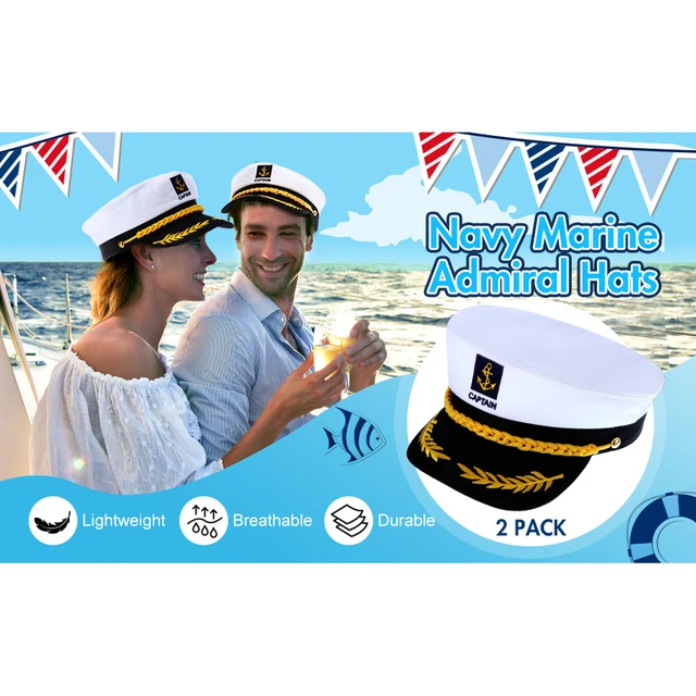 Funny Yacht Captain Hat – Sailor Costume Hat For Parties, Nautical Theme Events