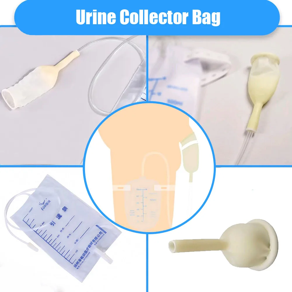 Medical Latex Sleeve Type Male Urinary Catheter Drainage Collector Bag Men Older Urinal Pee Male Anti-Reflux Incontinence Urine